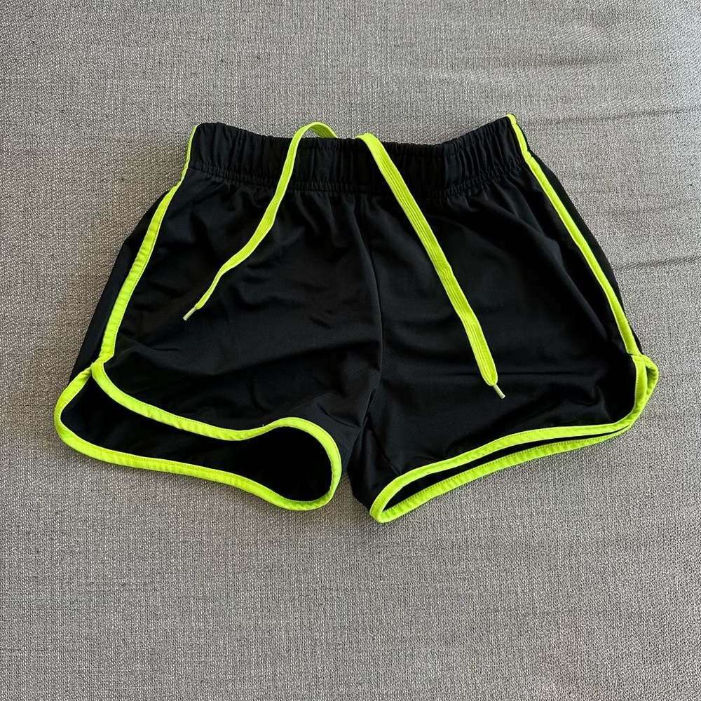 Black and Neon Yellow/Green Women's Athletic Shorts